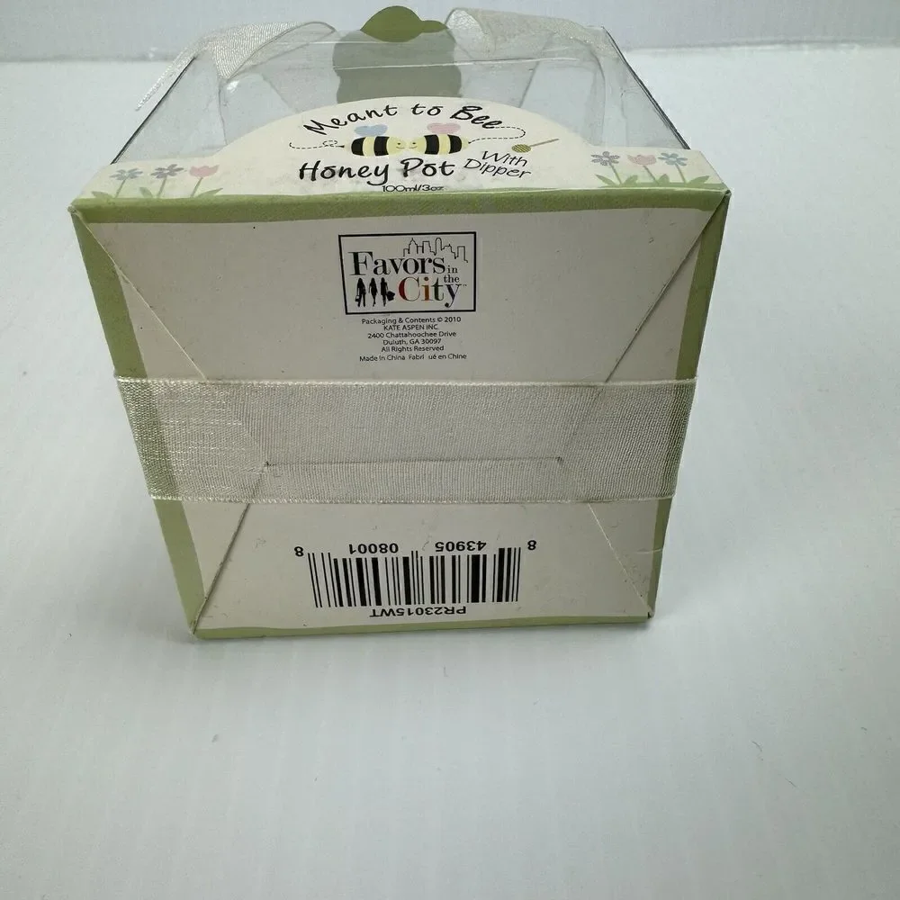Kate Aspen Meant to Bee Ceramic Honey Pot with Wooden Dipper